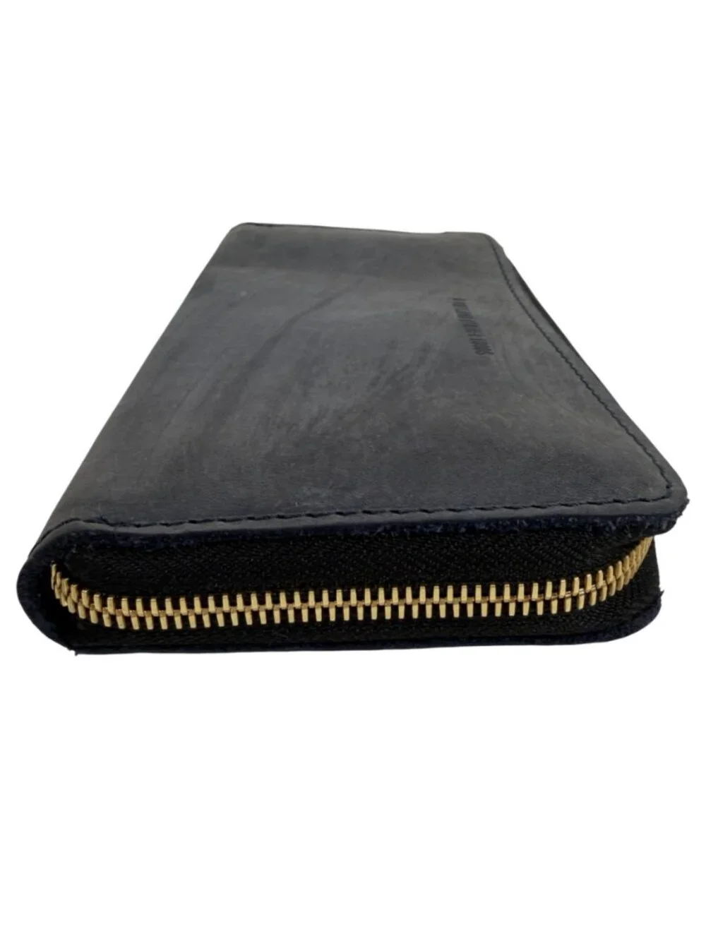 Portland Leather Goods AP Navy Blue Leather Accordion Zip Around Wallet Clutch